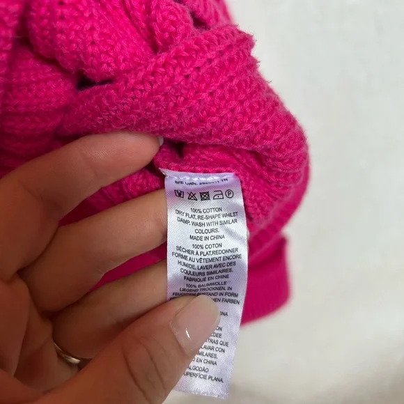 French Connection Millie Mozart Boatneck Chunky Knit Pink Sweater Size Small - Picture 8 of 8